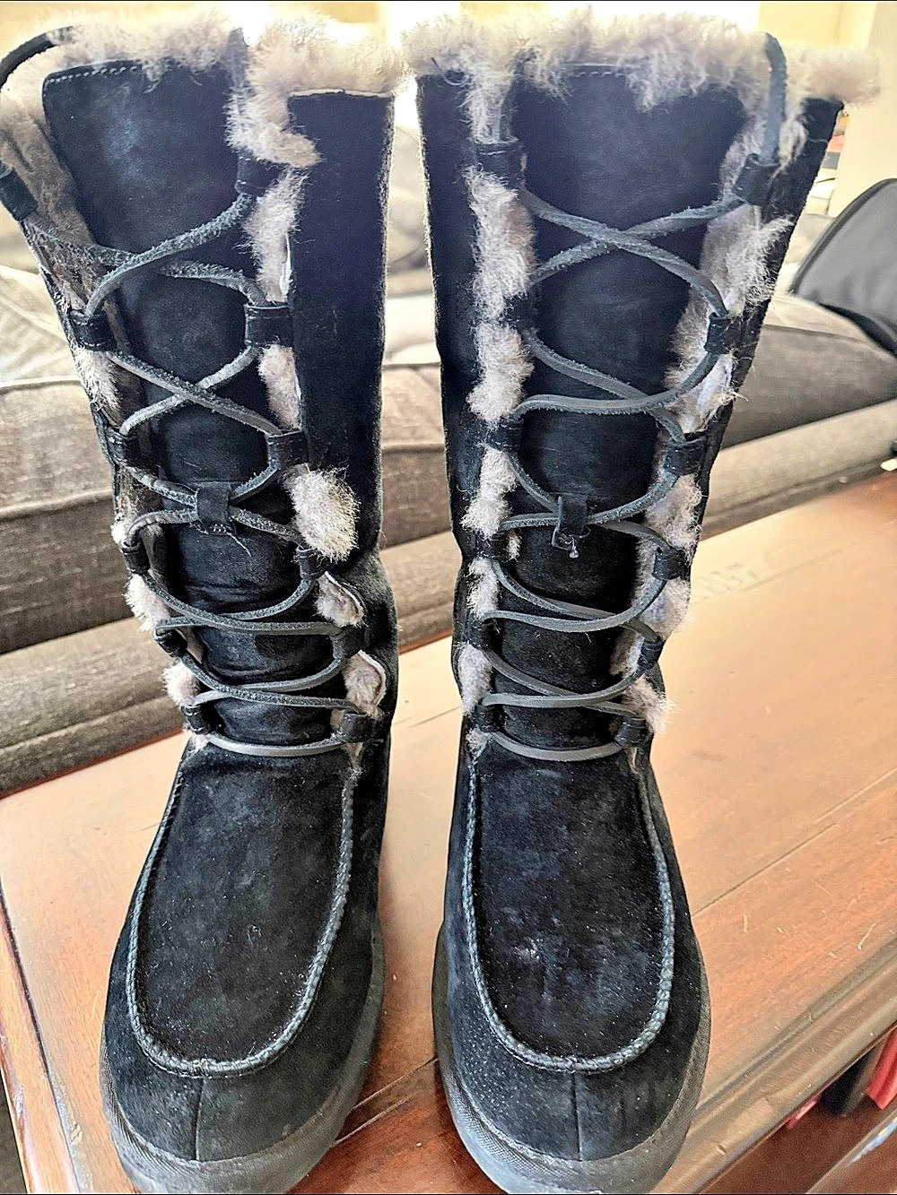 UGG Black Lace-Up Winter Boots